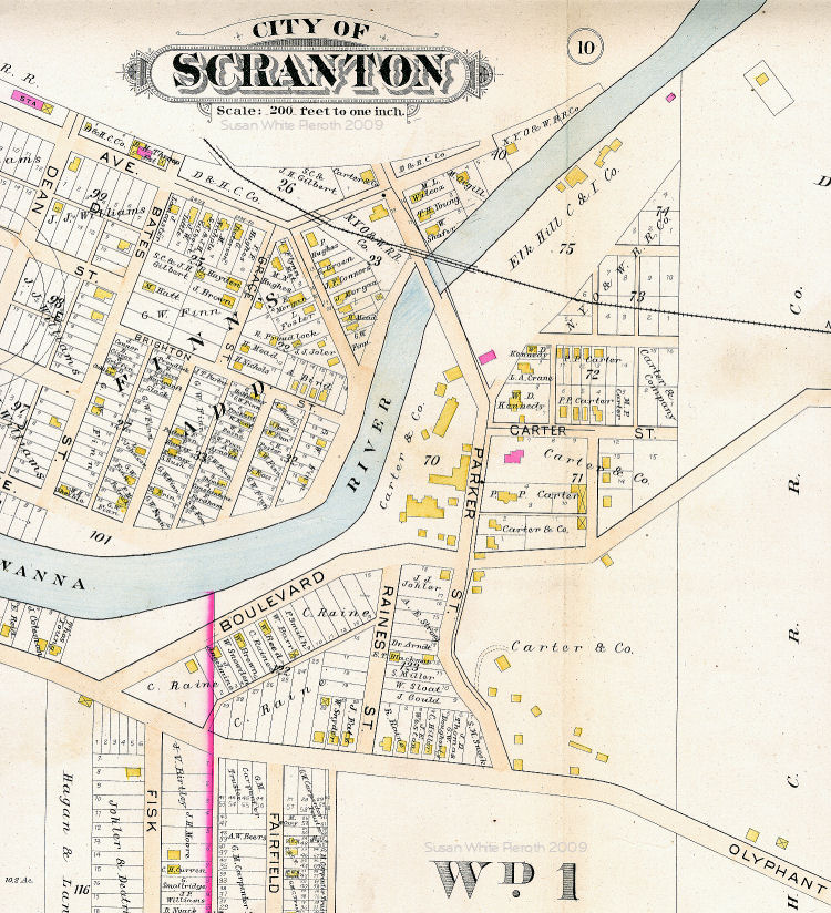 Section of Providence, Lackawanna County, of Carter Capouse Works 1898