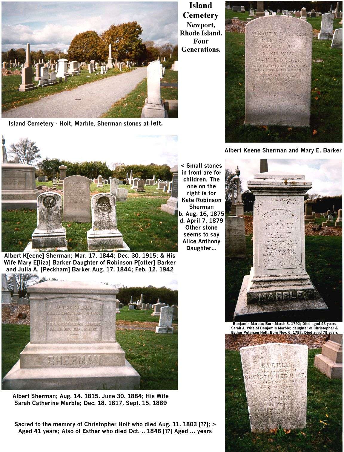 Island Cemetery: Sherman, Marble, Holt